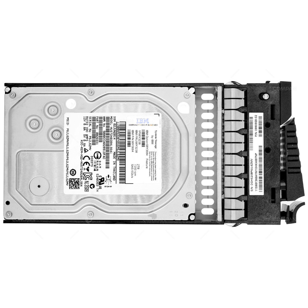 98Y3684 IBM HARD DRIVE 2TB 7.2K 6G 3.5 LFF SAS FOR HS-1235T 0990989-02,98Y3238, HUS724020ALS641